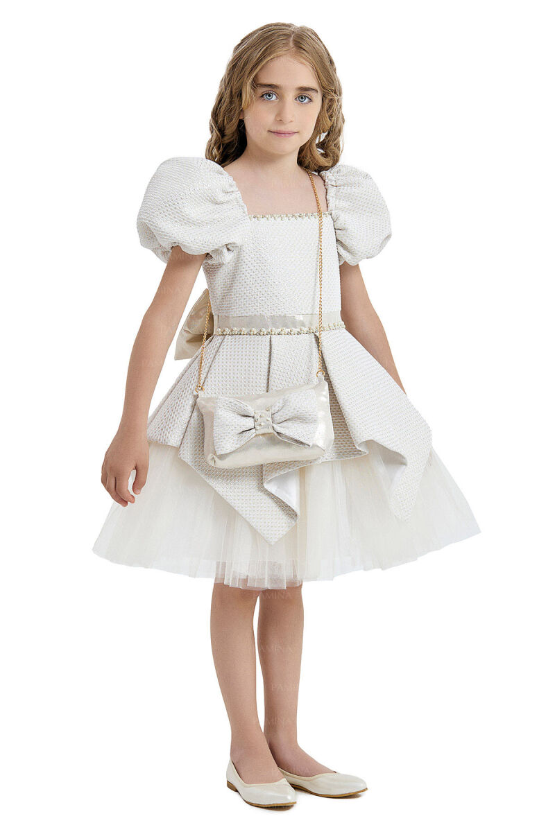 Gold Square-Collared Dress 4-8 AGE 33019PR - 7