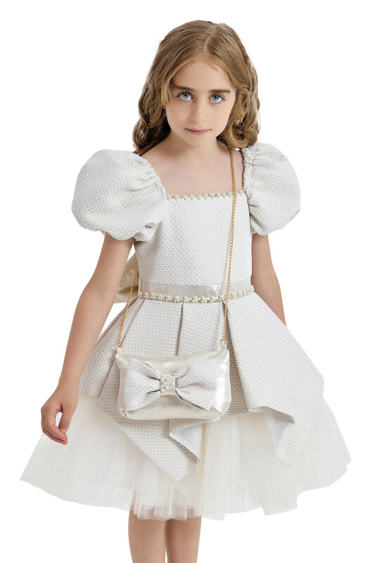 Gold Square-Collared Dress 4-8 AGE 33019PR - 8