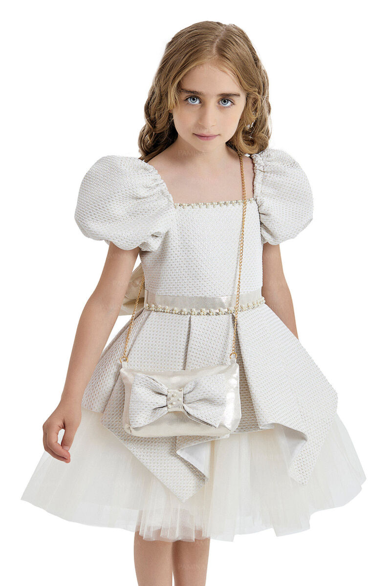 Gold Square-Collared Dress 4-8 AGE 33019PR - 8