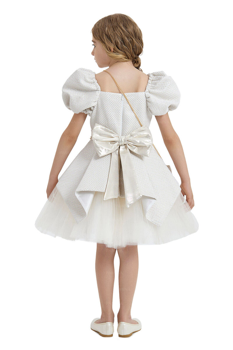 Gold Square-Collared Dress 4-8 AGE 33019PR - 9