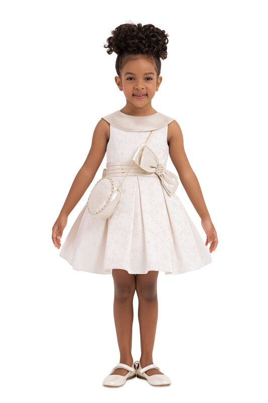 Gold Silvery jacquard, dress for girls 2-6 AGE 33198PR - 1