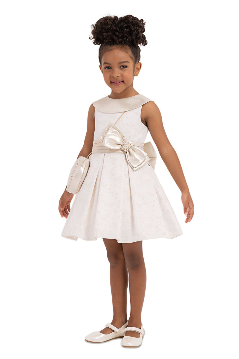 Gold Silvery jacquard, dress for girls 2-6 AGE 33198PR - 2