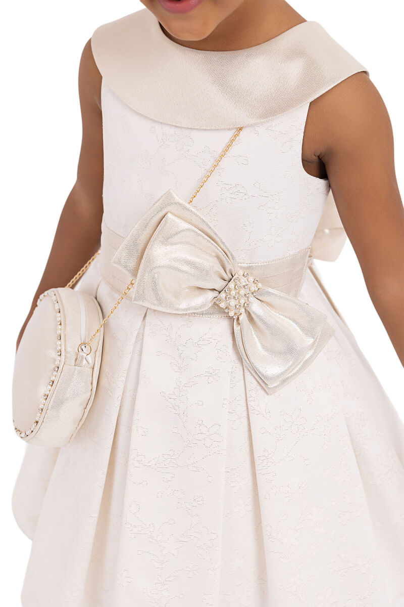 Gold Silvery jacquard, dress for girls 2-6 AGE 33198PR - 4