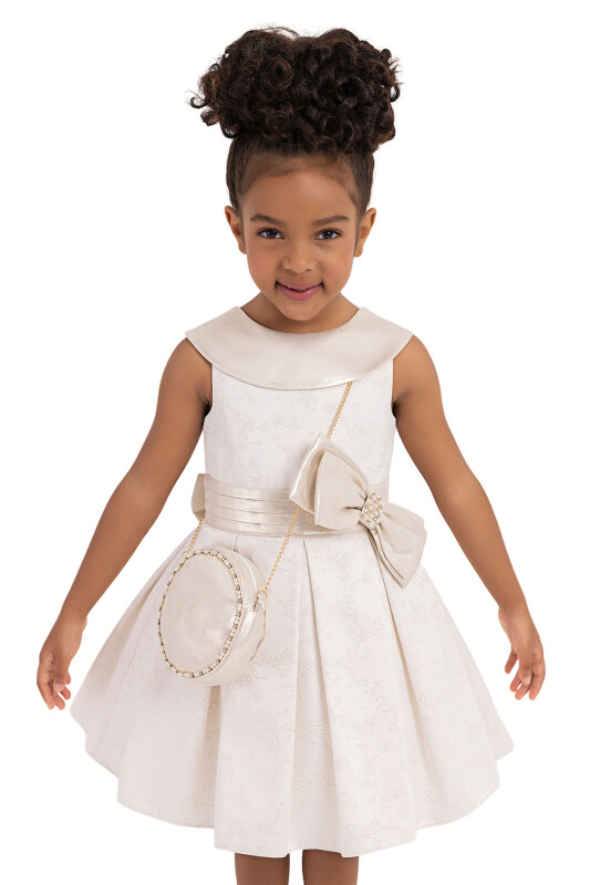 Gold Silvery jacquard, dress for girls 2-6 AGE 33198PR - 5