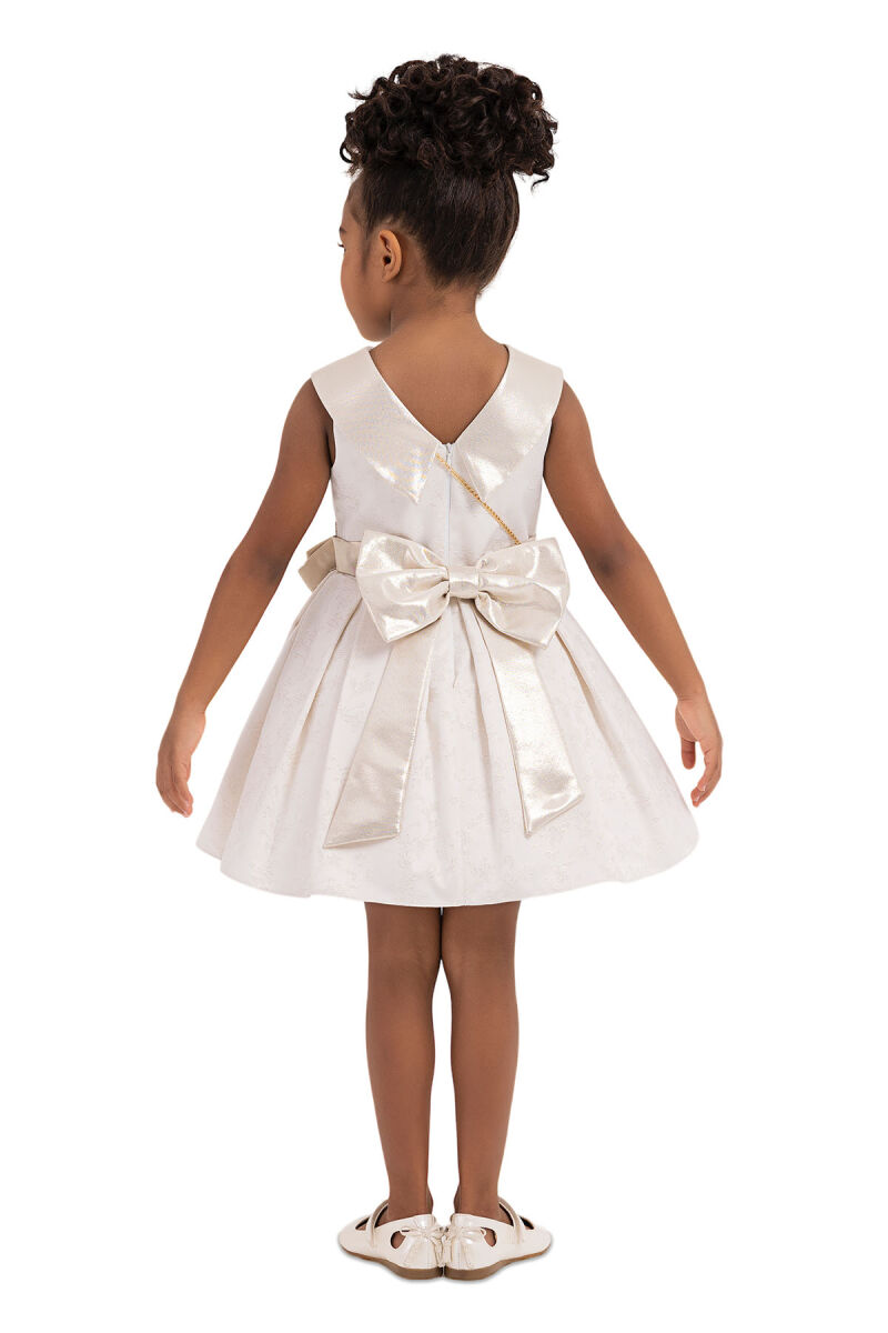 Gold Silvery jacquard, dress for girls 2-6 AGE 33198PR - 7