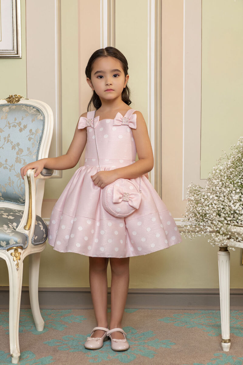 Powder Strappy dress for girls 2-6 AGE 33243PR - 2