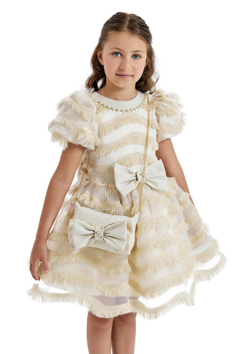 Gold Balloon-Sleeved Dress 4-8 AGE 33001PR - 5