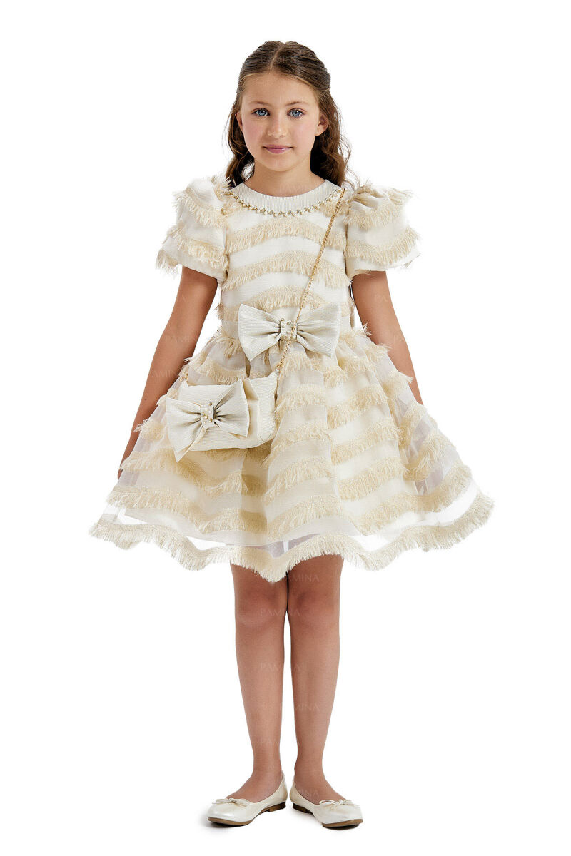 Gold Balloon-Sleeved Dress 4-8 AGE 33001PR - 6