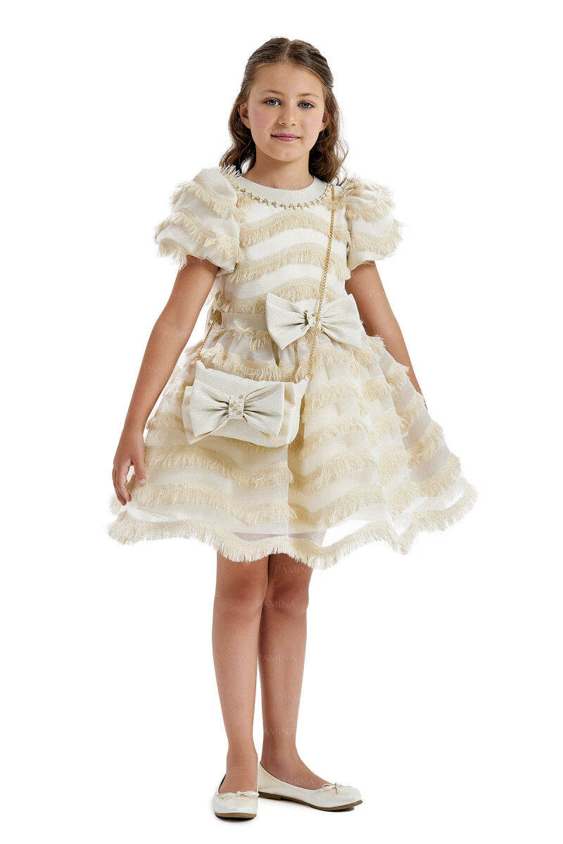 Gold Balloon-Sleeved Dress 4-8 AGE 33001PR - 7