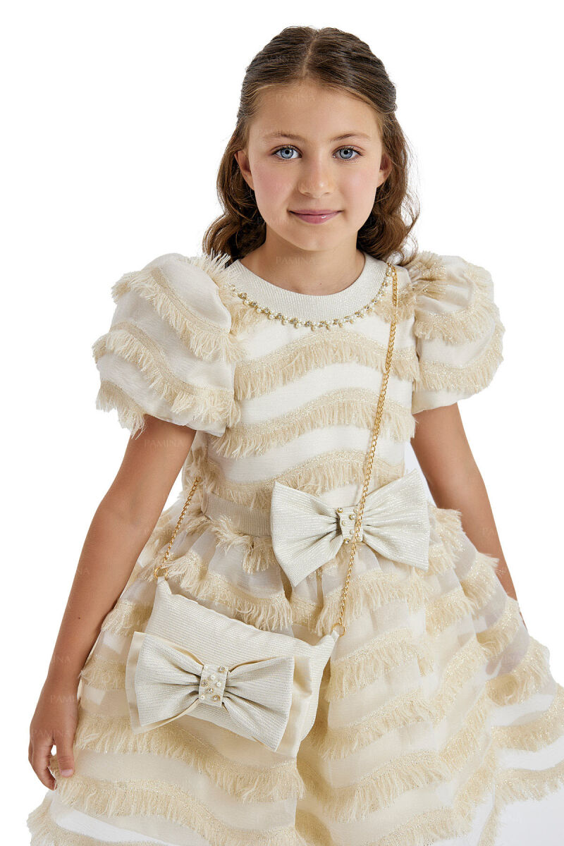 Gold Balloon-Sleeved Dress 4-8 AGE 33001PR - 9