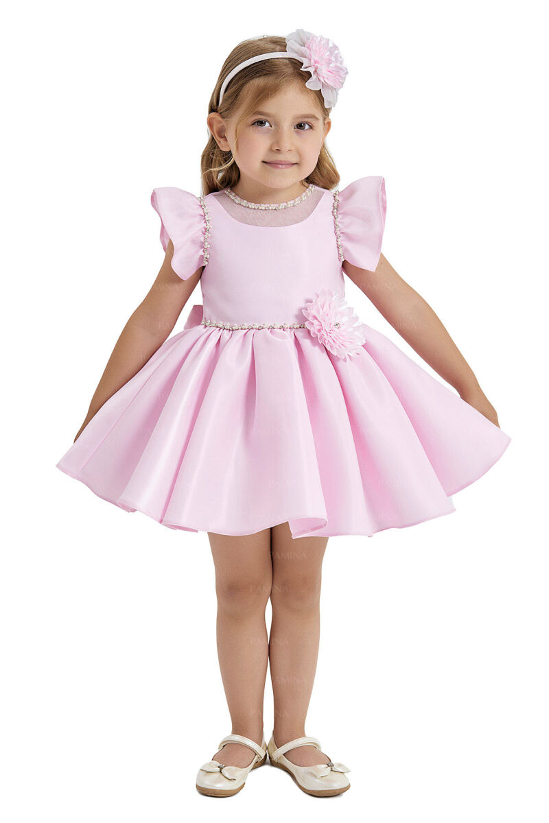 Powder Ruffle-Sleeved Dress 6-12-18 MONTH 33121PR - 1