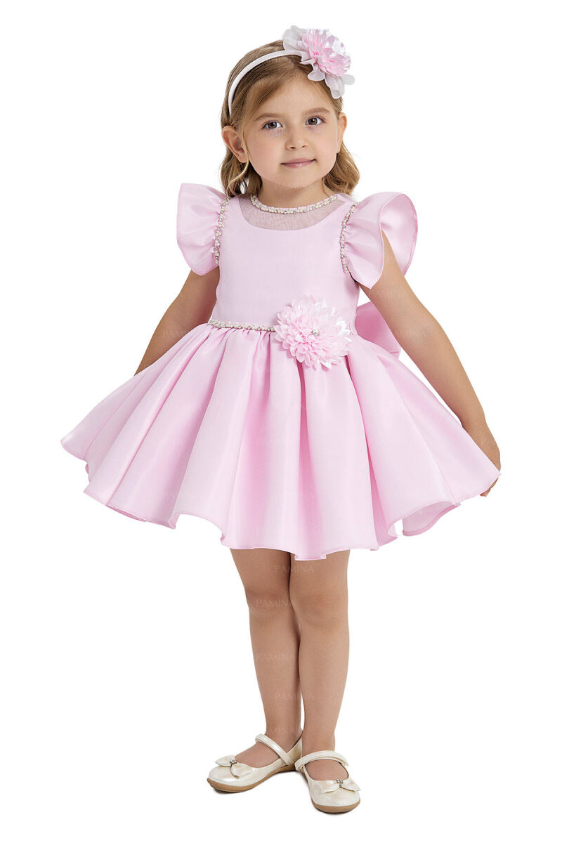 Powder Ruffle-Sleeved Dress 6-12-18 MONTH 33121PR - 2