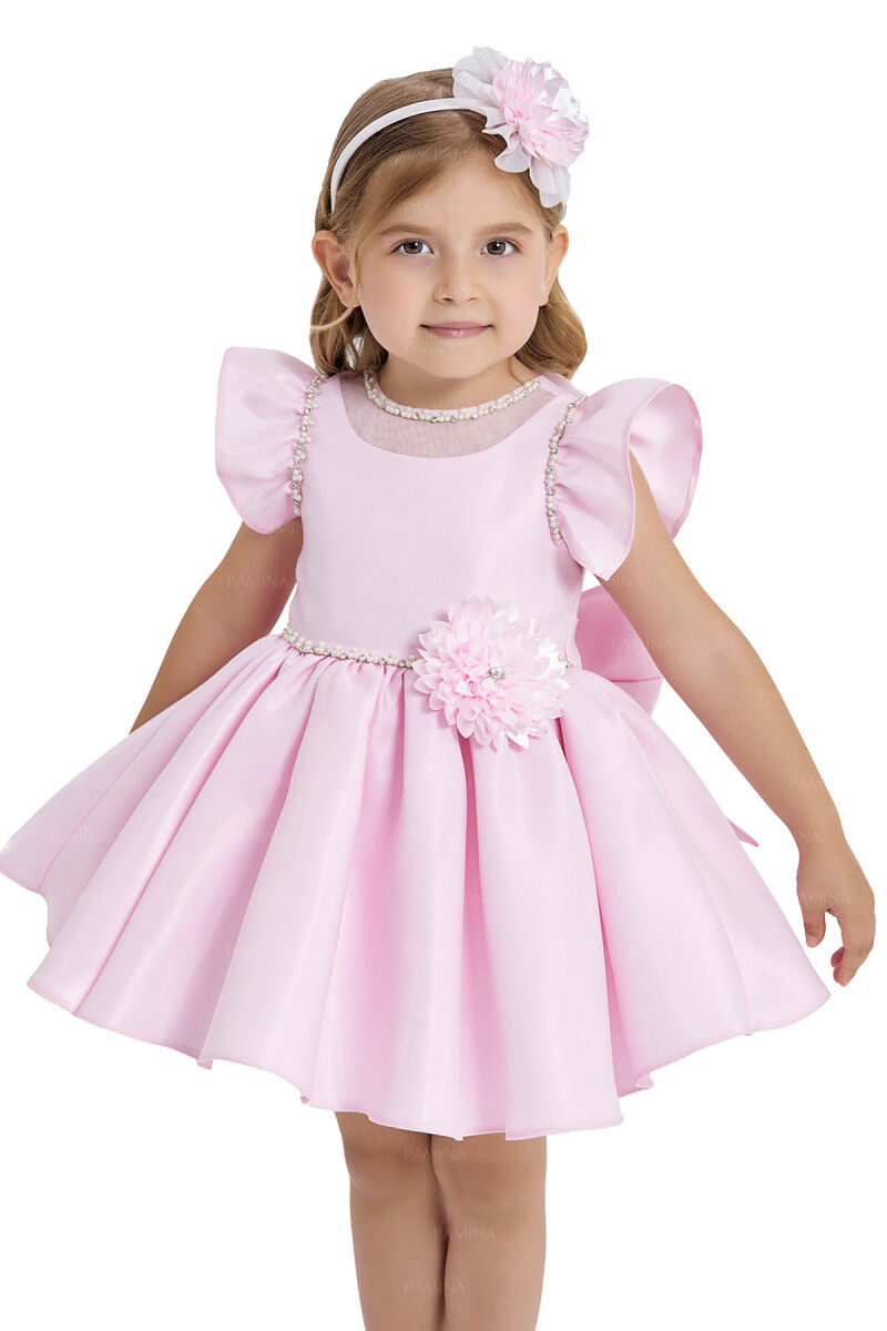 Powder Ruffle-Sleeved Dress 6-12-18 MONTH 33121PR - 3