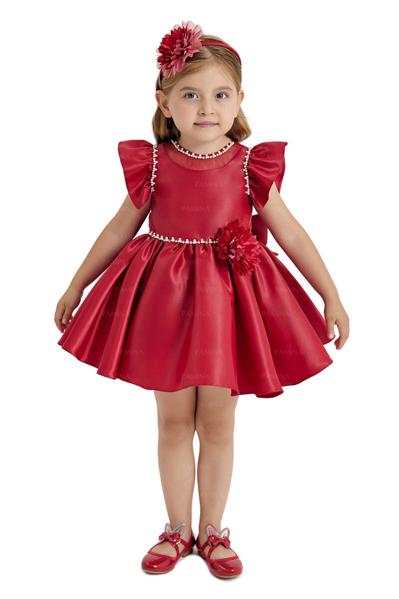 Red Ruffle-Sleeved Dress 6-12-18 MONTH 33121PR - 6