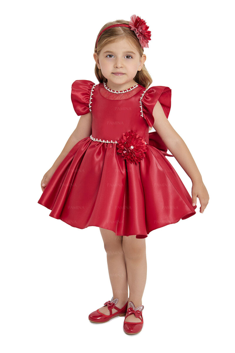 Red Ruffle-Sleeved Dress 6-12-18 MONTH 33121PR - 7