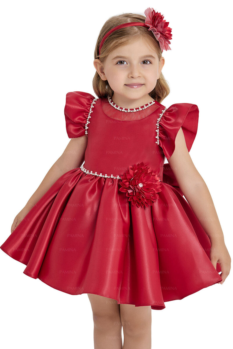 Red Ruffle-Sleeved Dress 6-12-18 MONTH 33121PR - 8