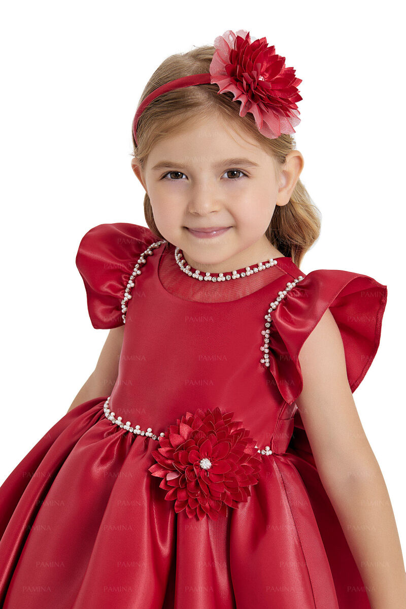 Red Ruffle-Sleeved Dress 6-12-18 MONTH 33121PR - 9
