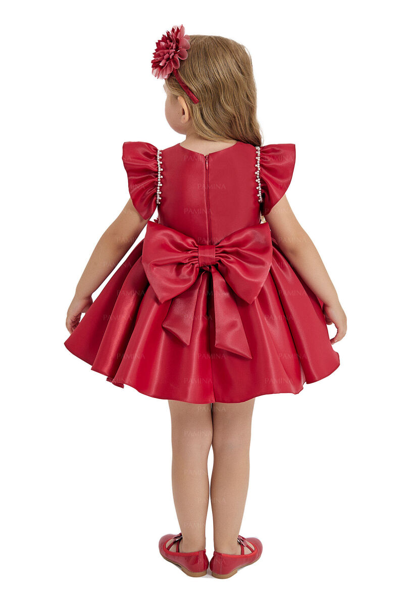 Red Ruffle-Sleeved Dress 6-12-18 MONTH 33121PR - 10