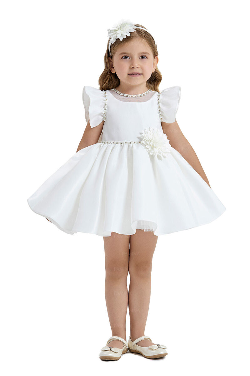Ecru Ruffle-Sleeved Dress 6-12-18 MONTH 33121PR - 1
