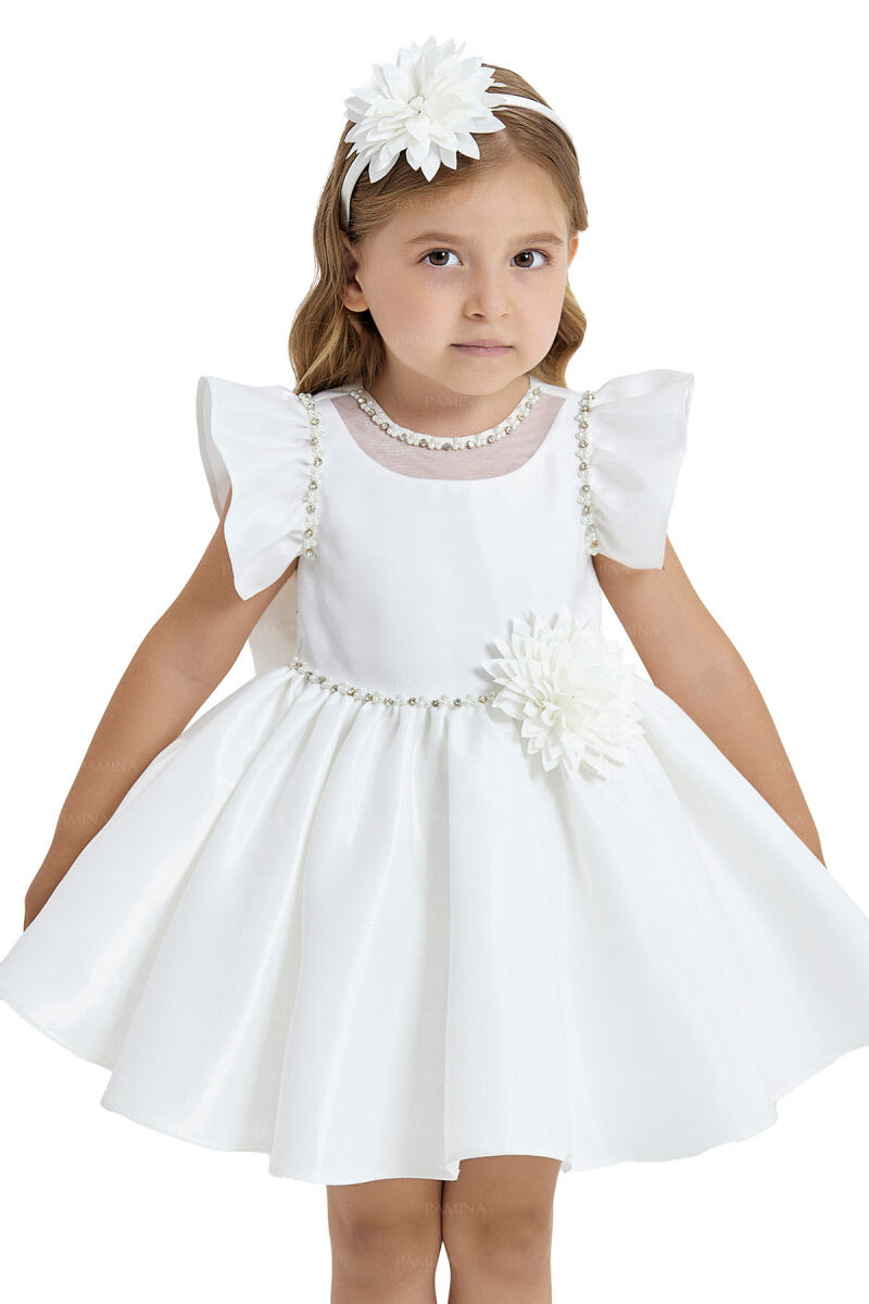 Ecru Ruffle-Sleeved Dress 6-12-18 MONTH 33121PR - 3