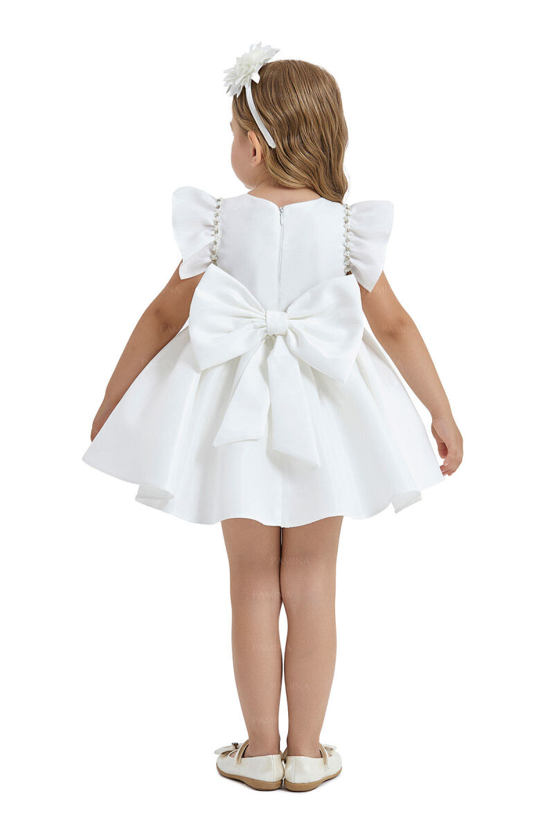 Ecru Ruffle-Sleeved Dress 6-12-18 MONTH 33121PR - 5