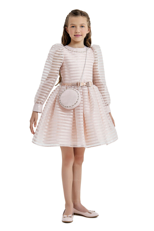 Powder Striped Organza Dress 8-12 AGE 33054PR - 7