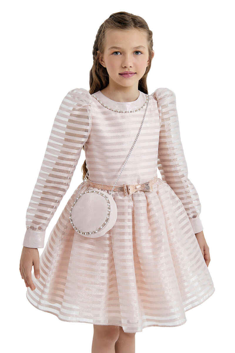 Powder Striped Organza Dress 8-12 AGE 33054PR - 8