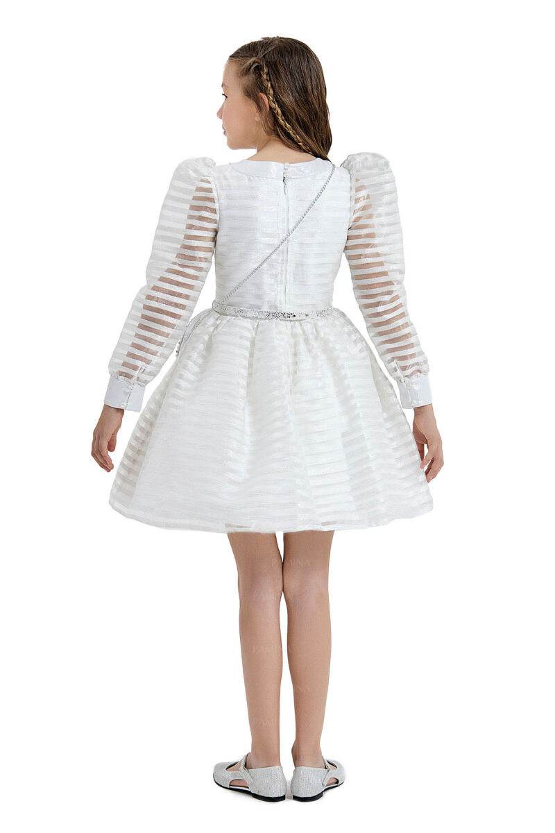 Silver Striped Organza Dress 8-12 AGE 33054PR - 5