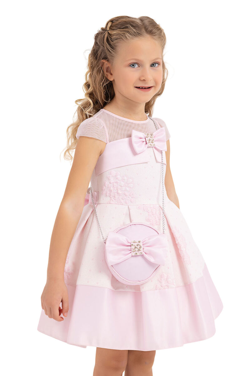 Pink Tulle neck, dress for girls 2-6 AGE 33257PR - 3