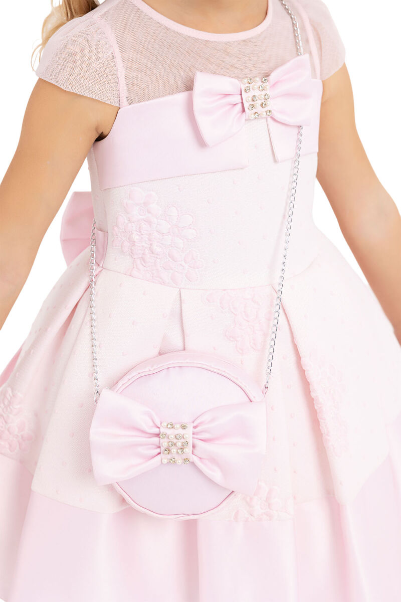 Pink Tulle neck, dress for girls 2-6 AGE 33257PR - 4