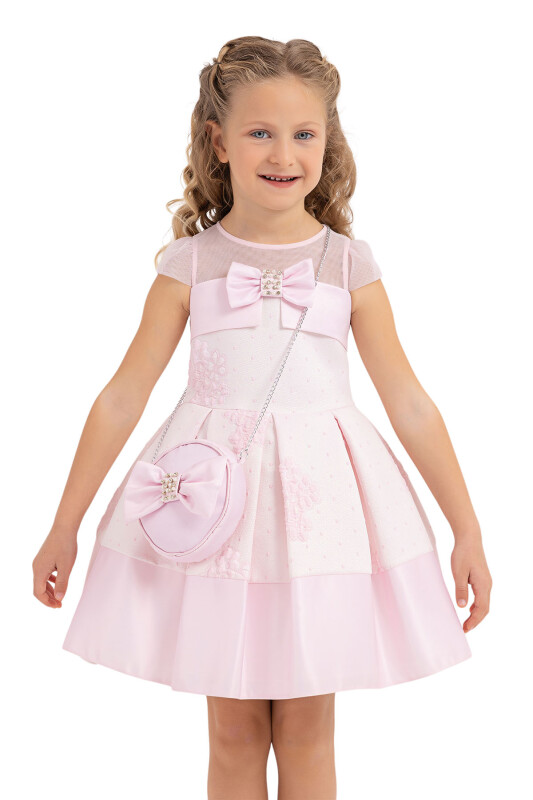 Pink Tulle neck, dress for girls 2-6 AGE 33257PR - 5