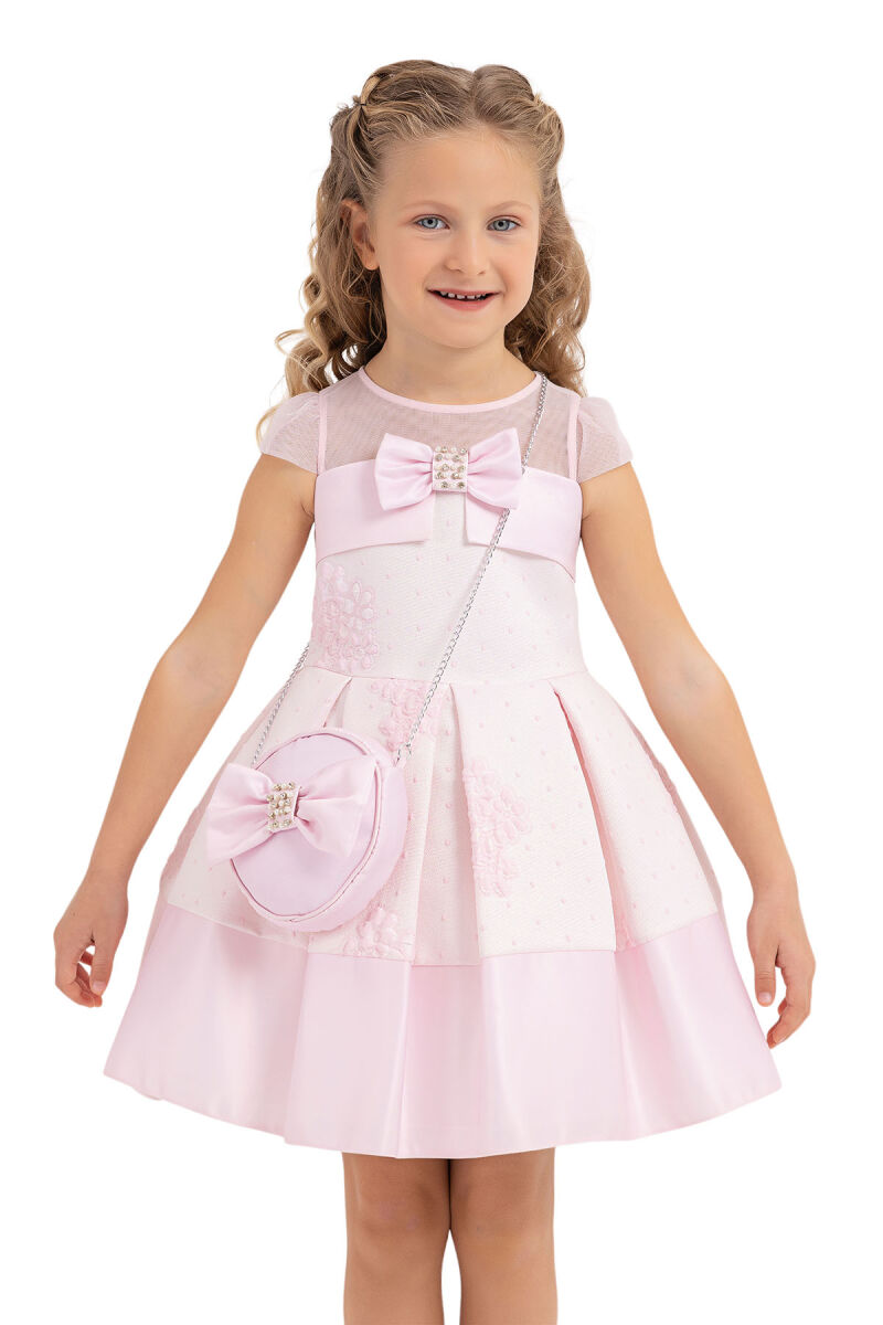 Pink Tulle neck, dress for girls 2-6 AGE 33257PR - 5