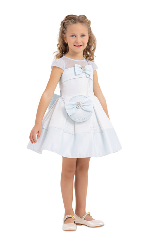 Blue Tulle neck, dress for girls 2-6 AGE 33257PR - 2