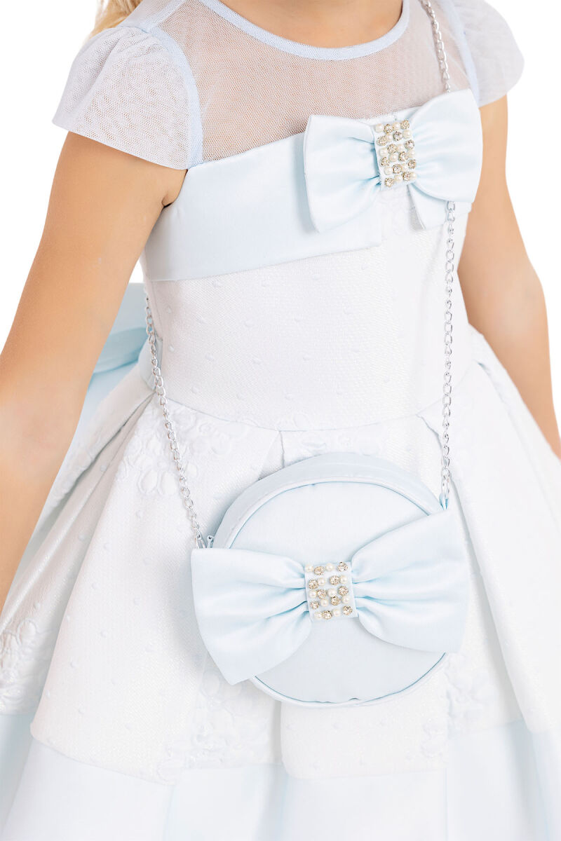 Blue Tulle neck, dress for girls 2-6 AGE 33257PR - 3