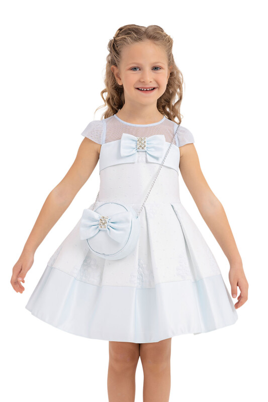 Blue Tulle neck, dress for girls 2-6 AGE 33257PR - 4