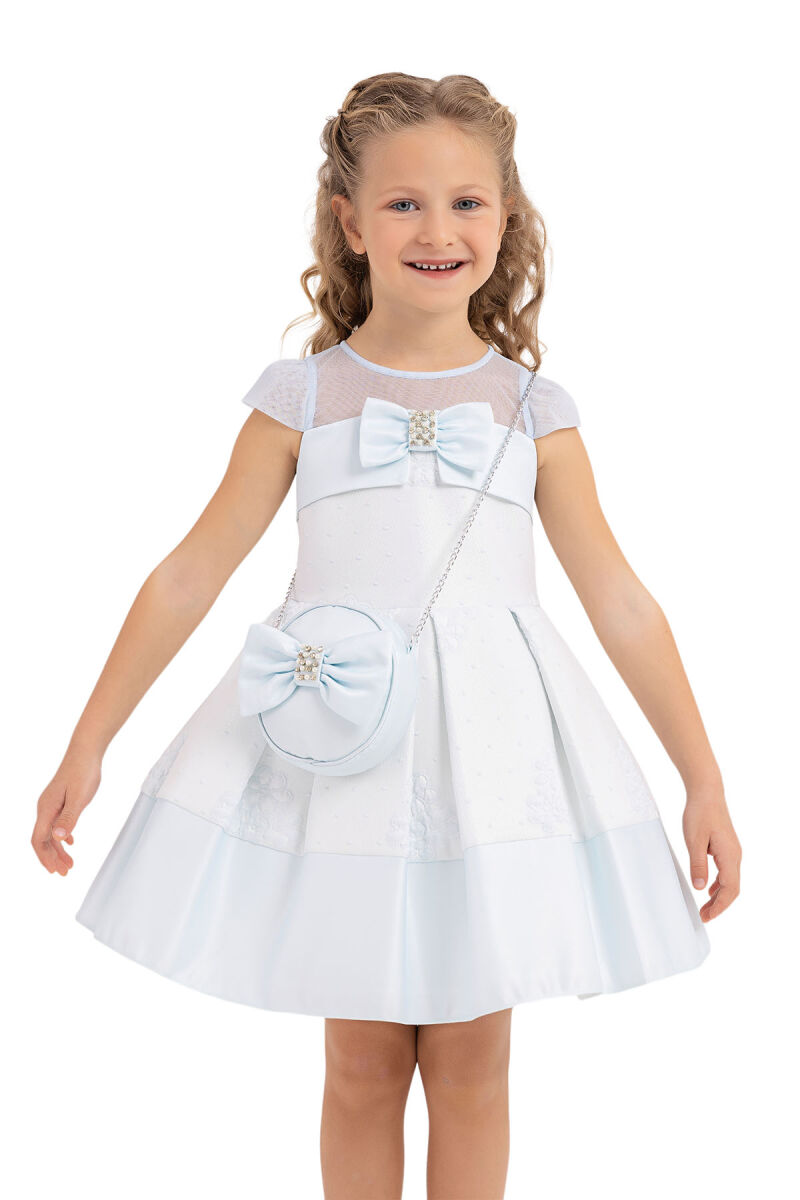 Blue Tulle neck, dress for girls 2-6 AGE 33257PR - 4