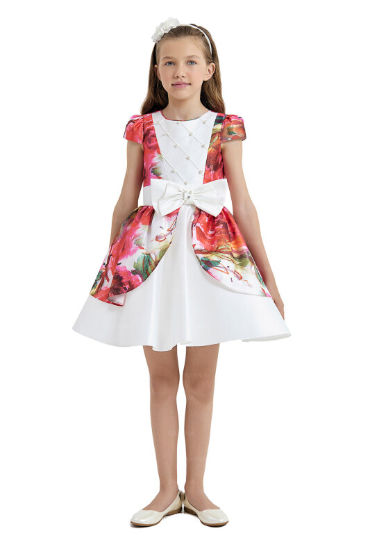 Red Patterned Dress 8-12 AGE 33080PR 