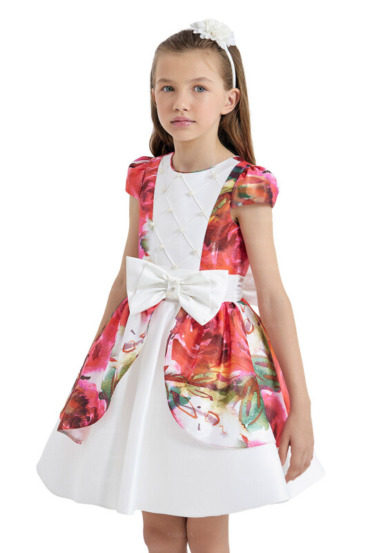 Red Patterned Dress 8-12 AGE 33080PR - 3