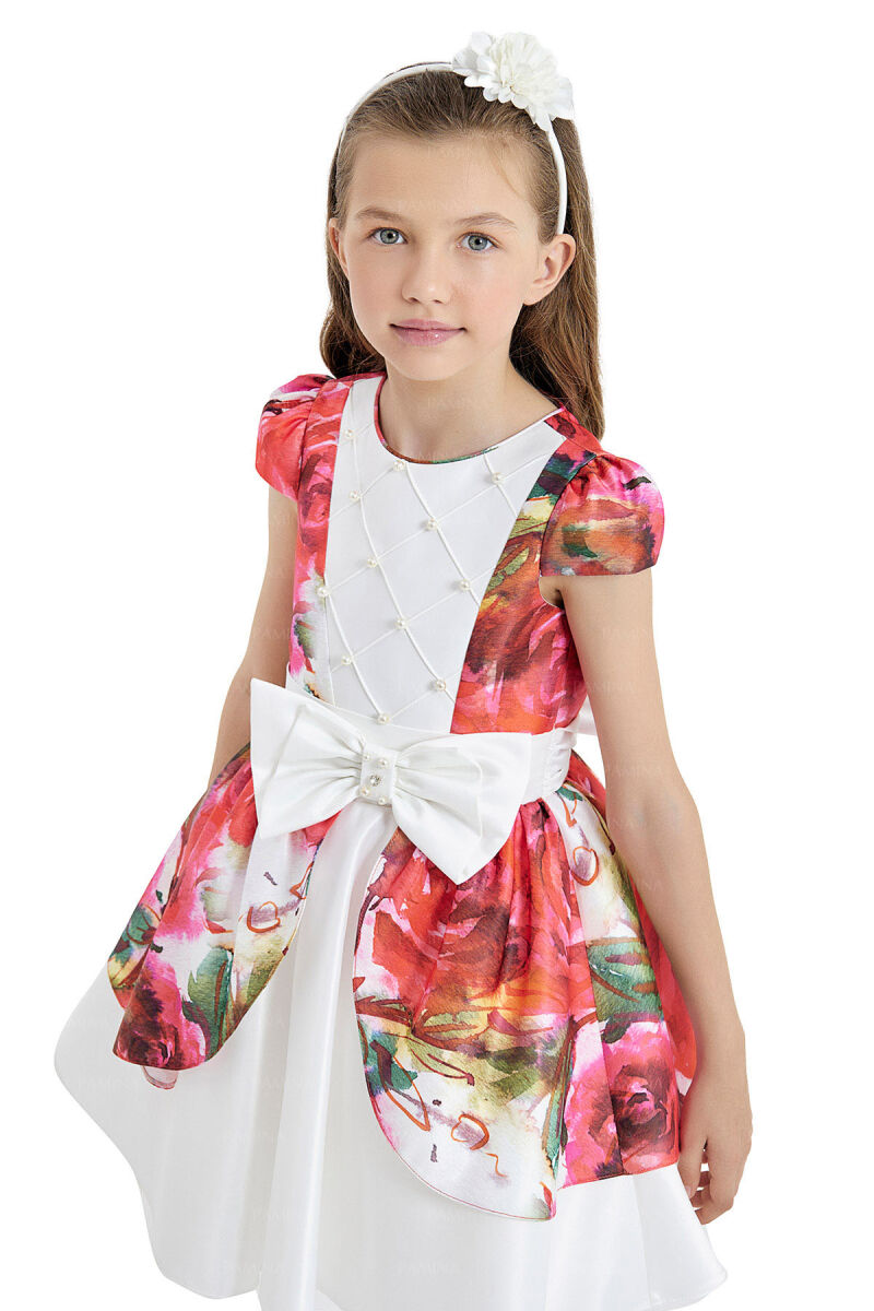 Red Patterned Dress 8-12 AGE 33080PR - 4