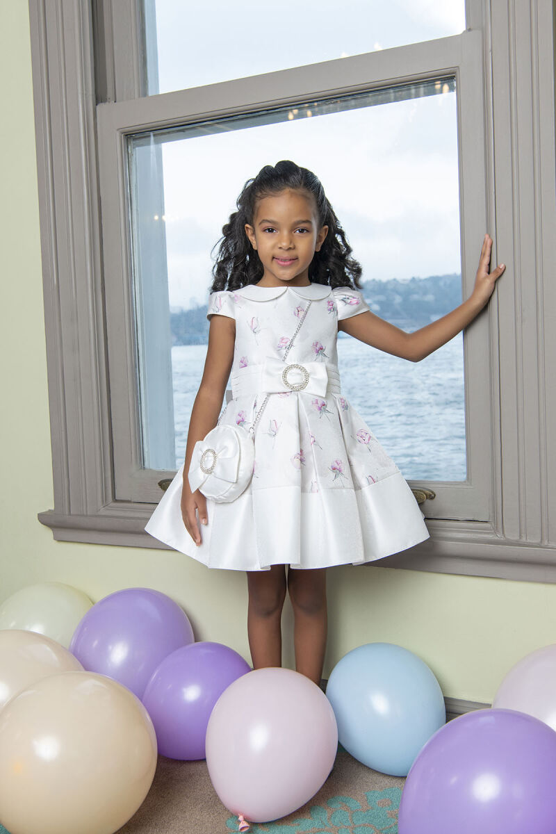 Powder Flowery dress for girls 2-6 AGE 33287PR - 3