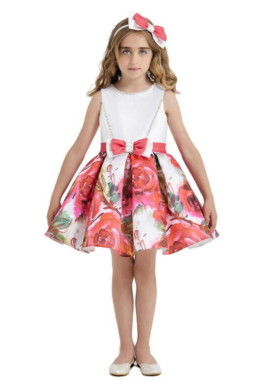 Red Sleeveless Satin Dress 4-8 AGE 33096PR 