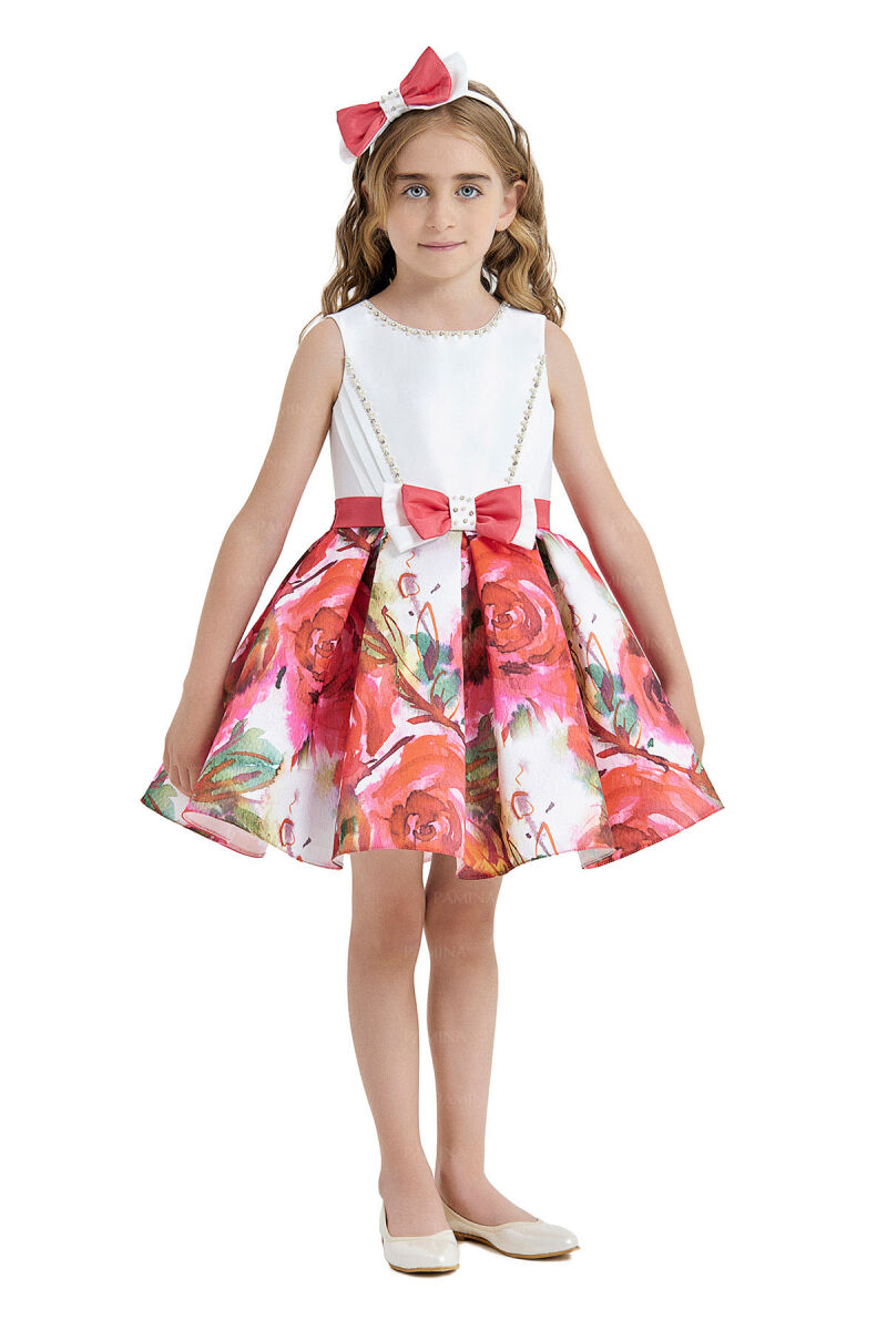 Red Sleeveless Satin Dress 4-8 AGE 33096PR - 2