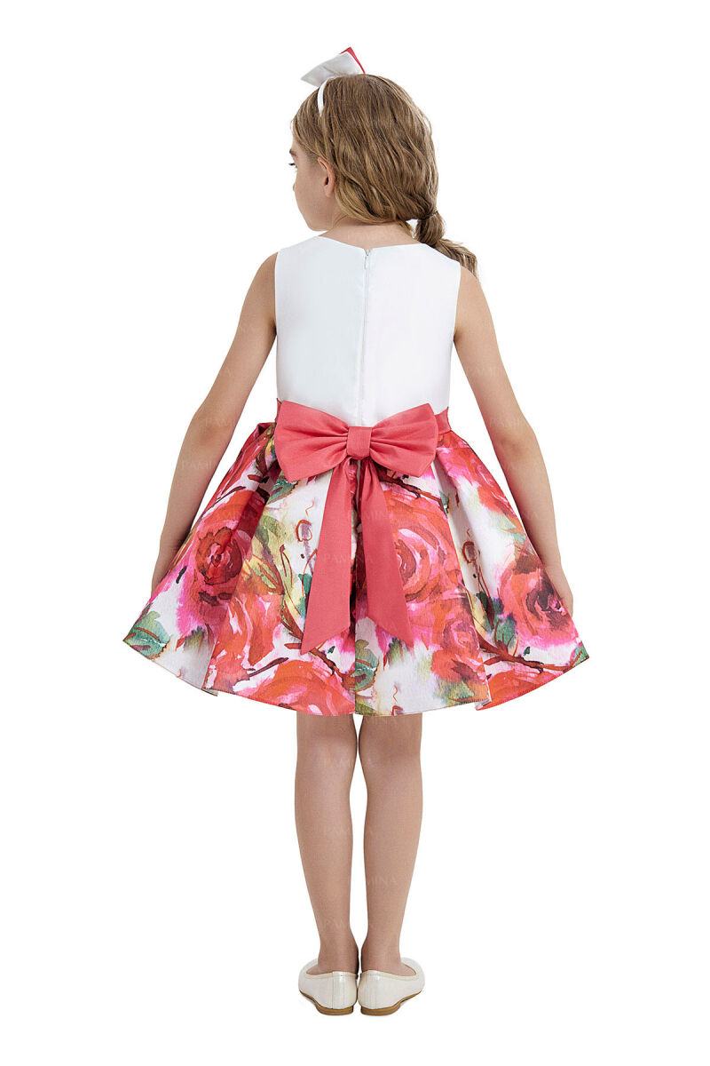 Red Sleeveless Satin Dress 4-8 AGE 33096PR - 5