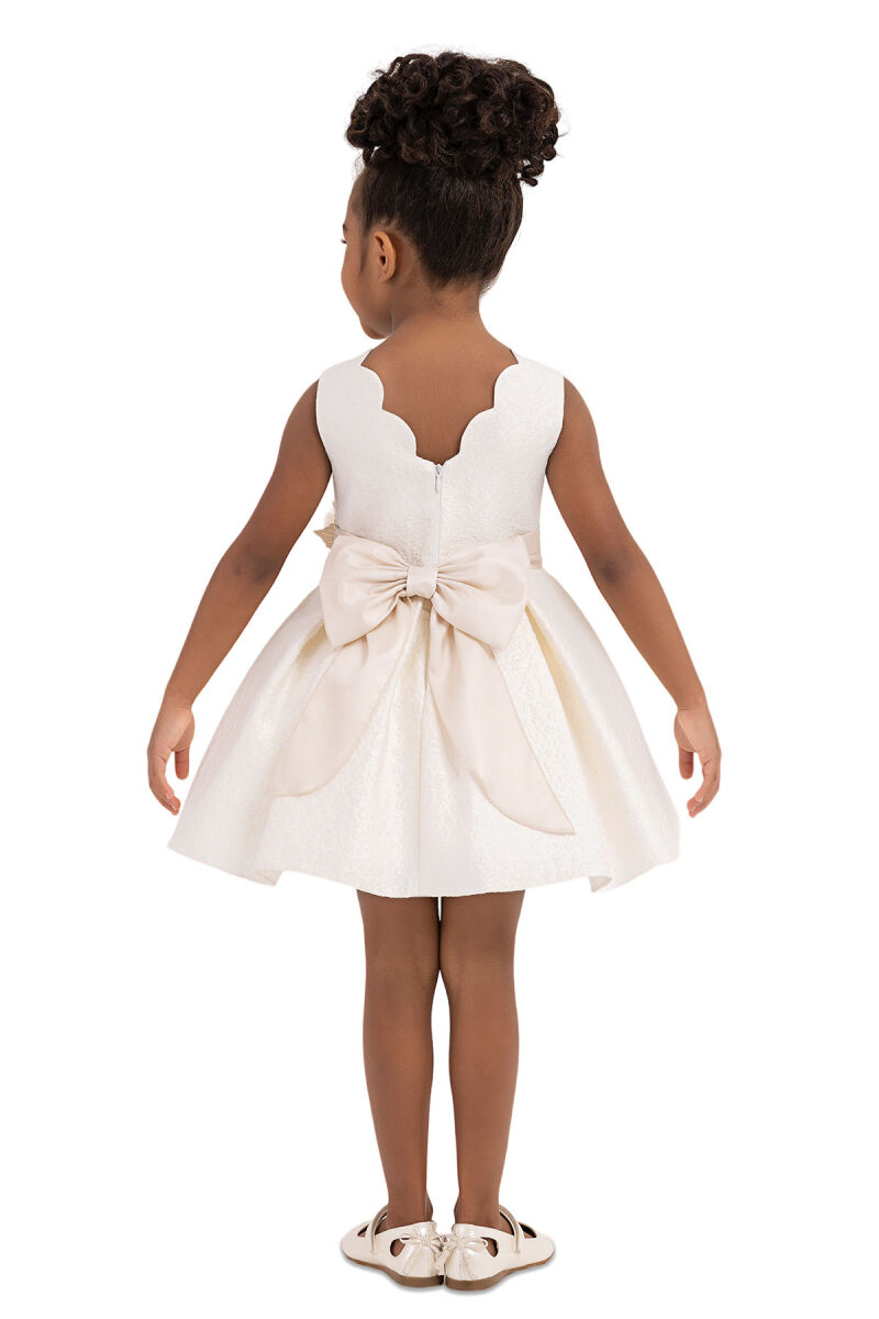 Ecru Scallop-Collar Dress for Girls 2-6 AGE 33090PR - 6
