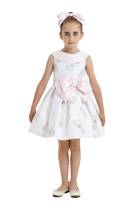 Powder Scarf-Collared Dress 4-8 AGE 33102PR - 2