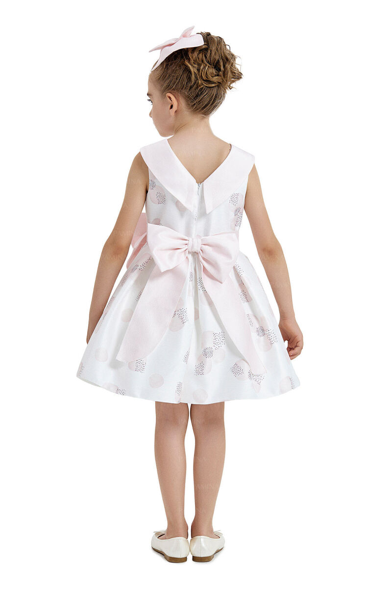 Powder Scarf-Collared Dress 4-8 AGE 33102PR - 4