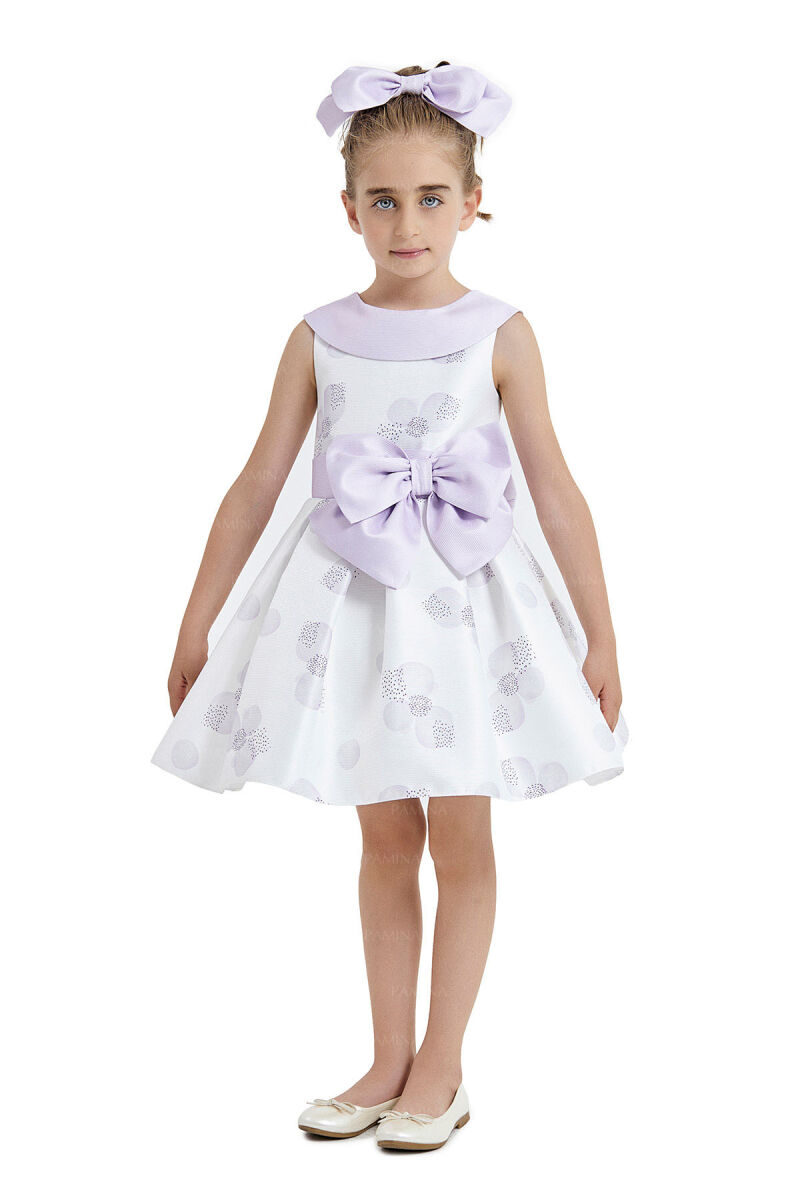 Lilac Scarf-Collared Dress 4-8 AGE 33102PR - 2