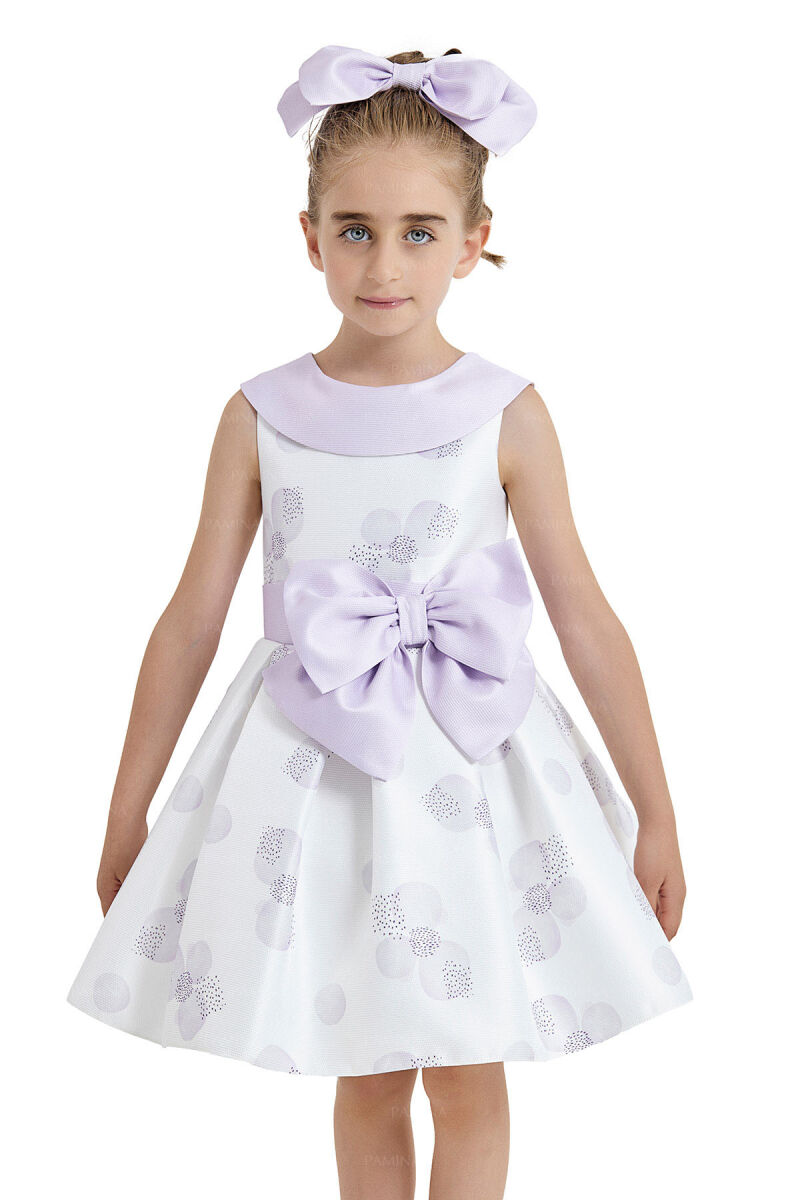 Lilac Scarf-Collared Dress 4-8 AGE 33102PR - 3