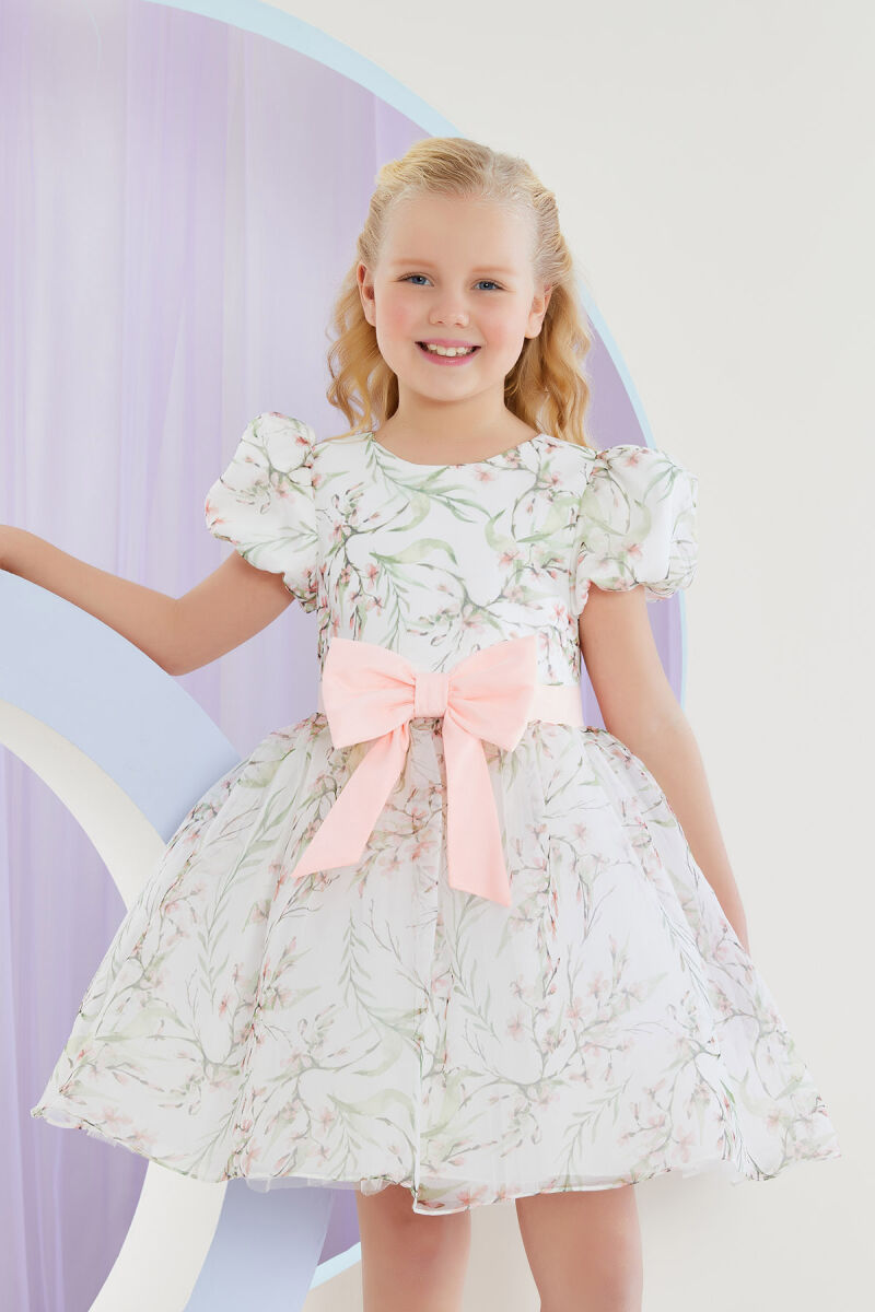 Ecru Balloon Sleeve Organze Dress 8-12 AGE 323404CA - 1
