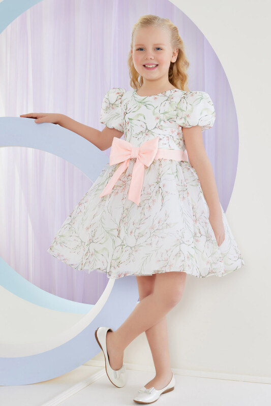 Ecru Balloon Sleeve Organze Dress 8-12 AGE 323404CA - 2